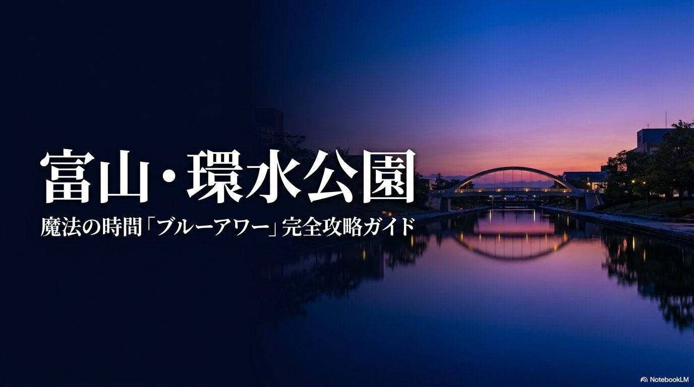 富山・環水公園の魔法の時間「ブルーアワー」完全攻略ガイドの表紙スライド。