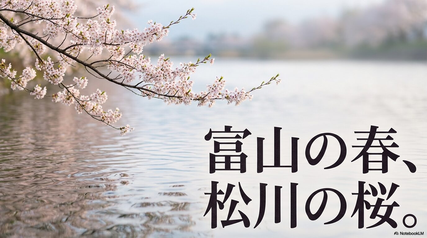 富山の春、松川の桜を象徴するタイトル画像