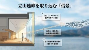 高さ11メートルのガラスの壁や内藤廣の空間設計による建築デザイン