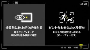 ミラーレスカメラの電子ファインダーとAIオートフォーカス
