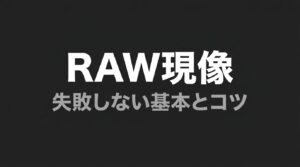 RAW現像と写真編集の基本
