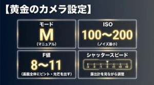 マニュアルモードでのF値、ISO、シャッタースピードの設定目安と、最大の罠である手ブレ補正機能のオフ、セルフタイマーやミラーアップ撮影によるブレ対策のまとめ