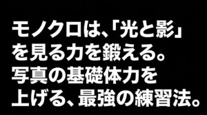 モノクロ撮影は光と影を見る力を鍛え、写真の基礎体力を上げる最強の練習法。