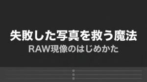 失敗した写真を救う魔法 RAW現像のはじめかた