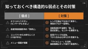 ホコリ、熱停止、グリップ感、メニュー操作などSONYカメラの弱点とおすすめの対策方法一覧