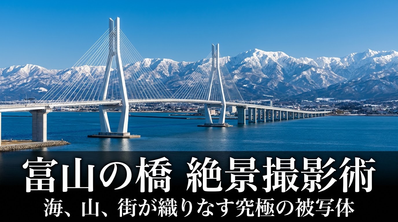 富山の橋絶景撮影術。巨大橋と大自然の融合、四季折々の風景、多彩な時間帯の表情など、富山の橋が究極の被写体である理由。