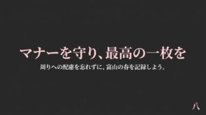 周りへの配慮を忘れずマナーを守って富山の春を記録しよう