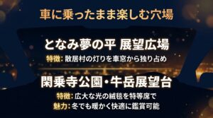 車に乗ったまま楽しむ穴場 となみ夢の平展望広場、閑乗寺公園・牛岳展望台
