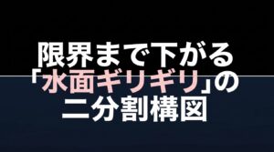 限界まで下がる水面ギリギリの二分割構図